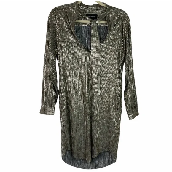 knee length dresses for ladies Metallic Cowl Neck Tunic Dress main image 1